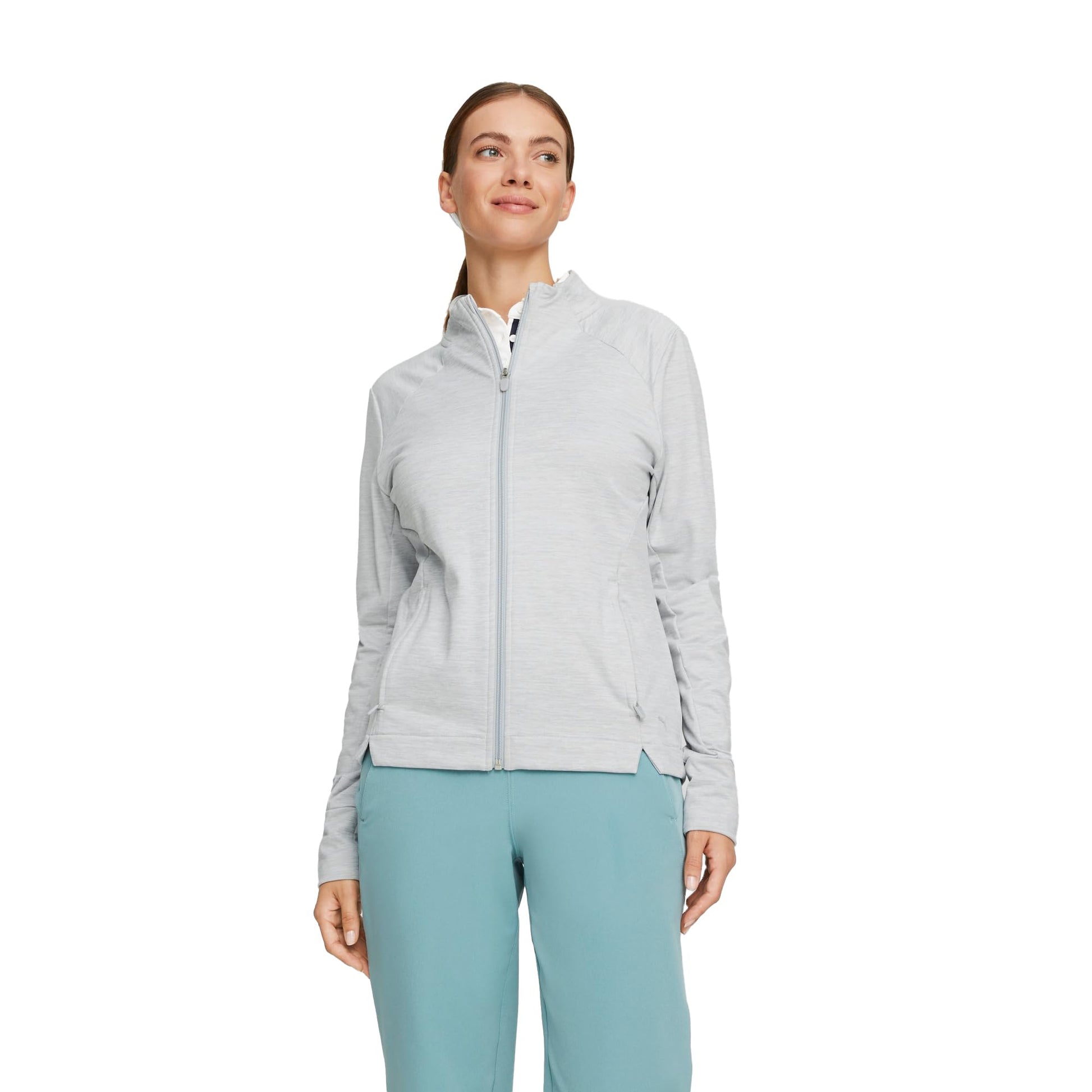 PUMA Women's Cloudspun Heather Full Zip Jacket - Large - High Rise Heather