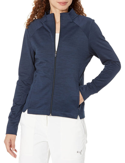 PUMA Women's Cloudspun Heather Full Zip Jacket - Medium - Navy Blazer Heather