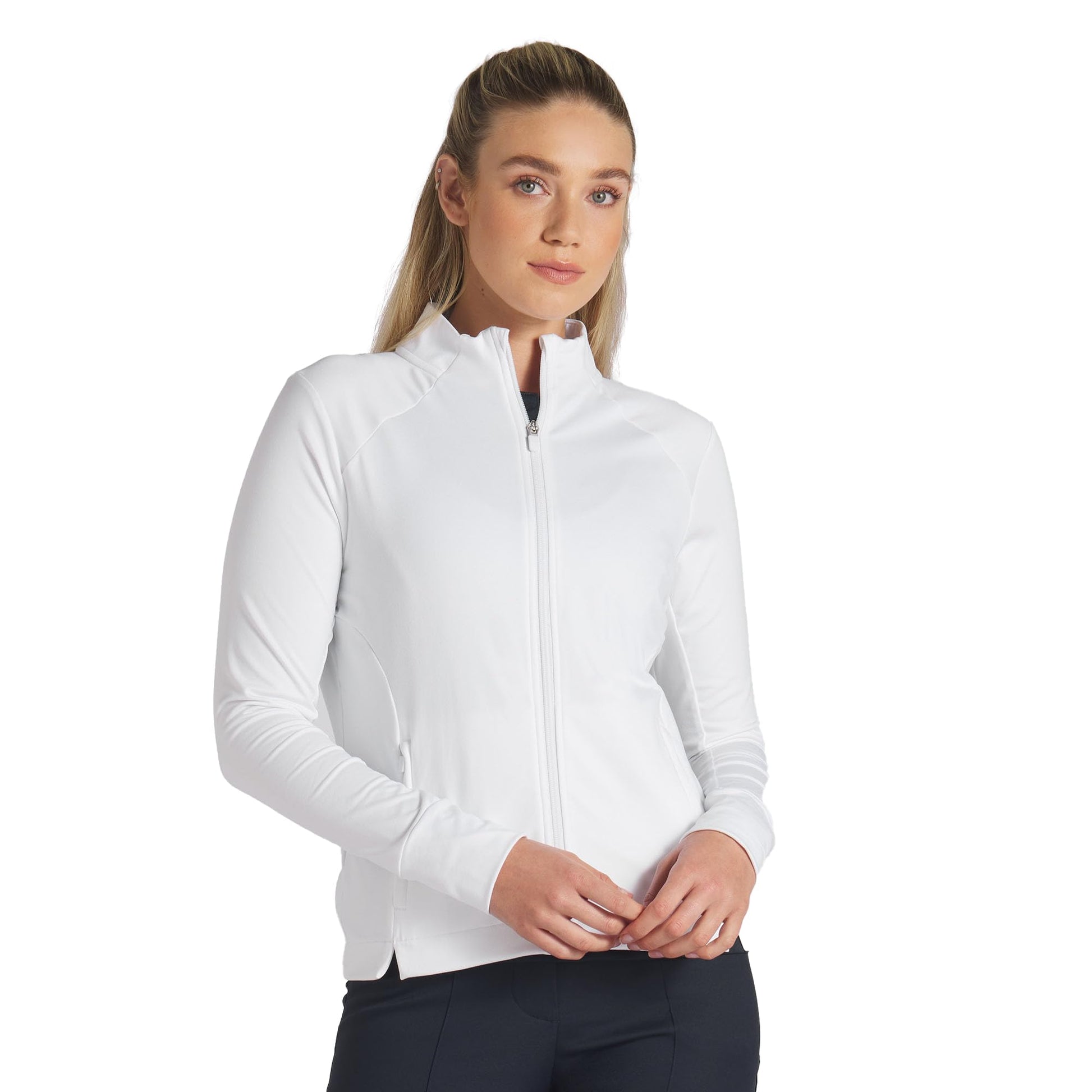 PUMA Women's Cloudspun Heather Full Zip Jacket - Medium - Navy Blazer Heather