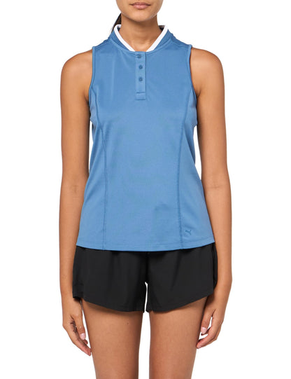 PUMA Women's Range Sl Pique Top - Small - Blue Horizon