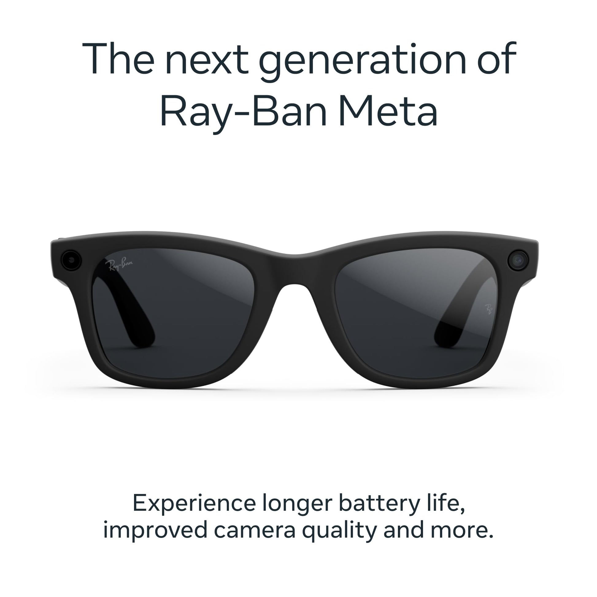 Ray - Ban | Meta Wayfarer Large (Gen 2) - Matte Black, Polarized Gradient Graphite lenses - Ray - Ban