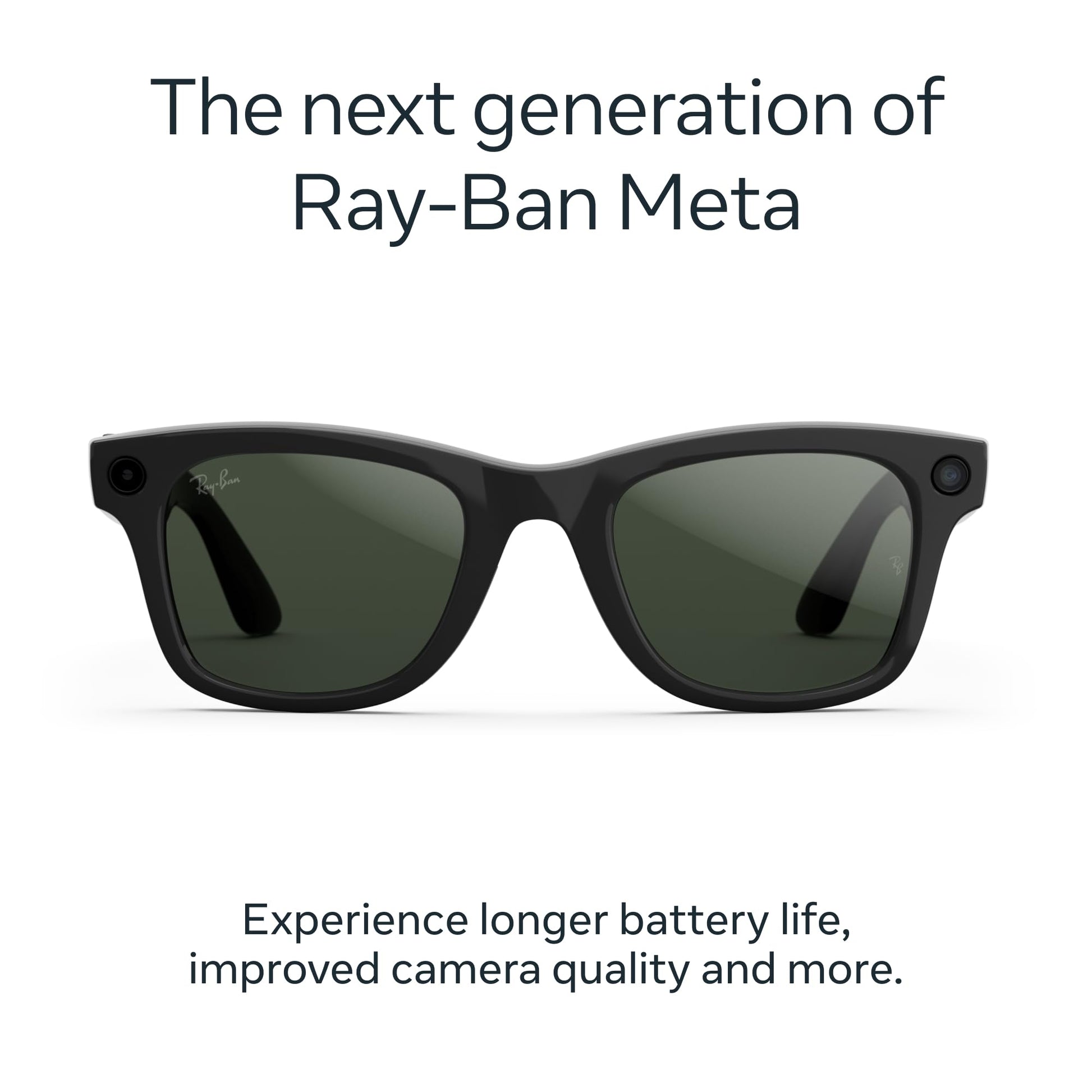 Ray - Ban | Meta Wayfarer Large (Gen 2) - Matte Black, Polarized Gradient Graphite lenses - Ray - Ban