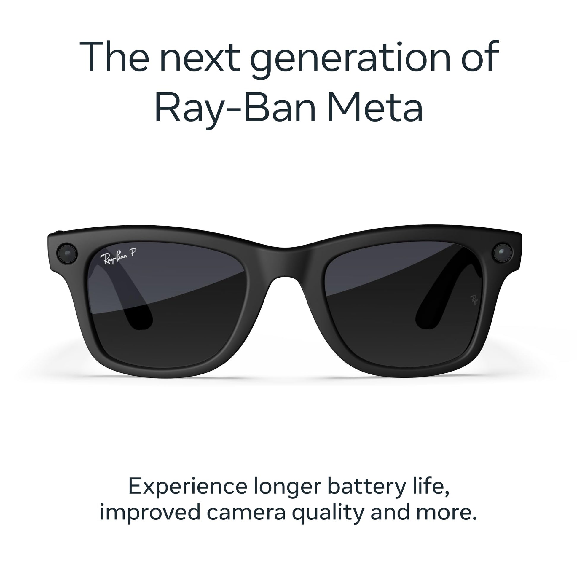 Ray - Ban | Meta Wayfarer Large (Gen 2) - Matte Black, Polarized Gradient Graphite lenses - Ray - Ban