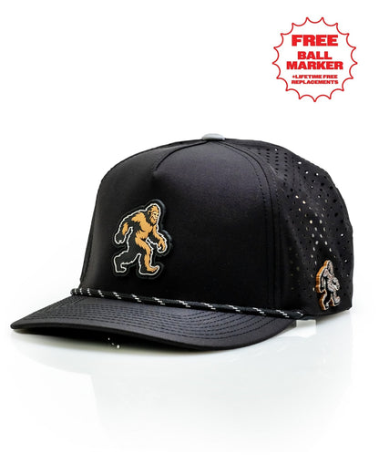 Sasquatch Black - Perforated Rope Hat - Pins and Aces