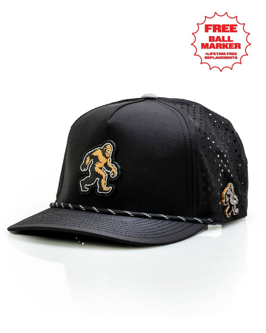 Sasquatch Black - Perforated Rope Hat - Pins and Aces