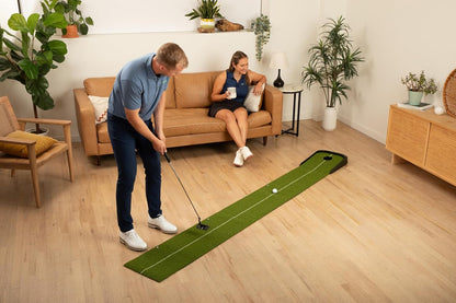 SkyTrak 9' Putting Mat with Ball Return – Indoor Golf Practice Green - SkyTrak