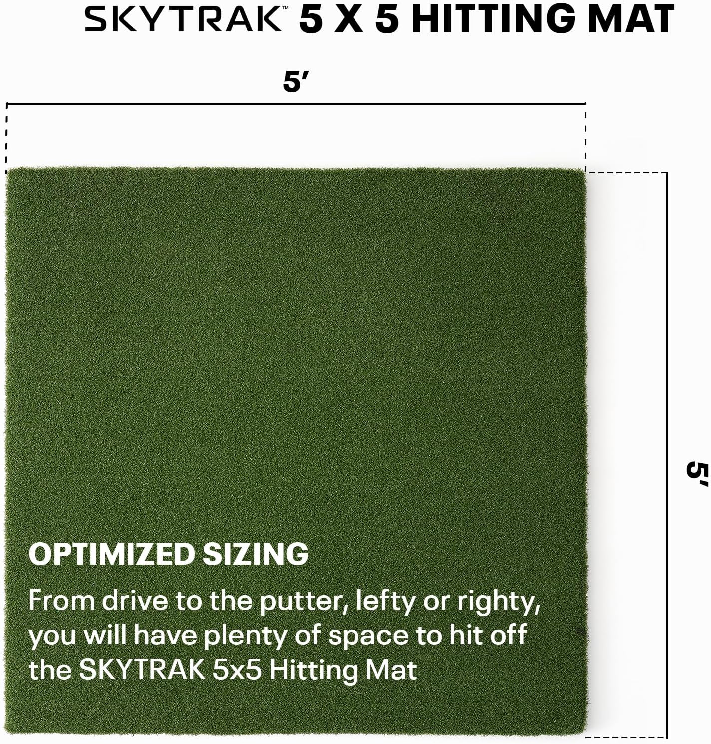 SkyTrak Golf Hitting Mat - 5' x 5' | Premium Feel, Realistic Turf, and Ultimate Stability - SkyTrak