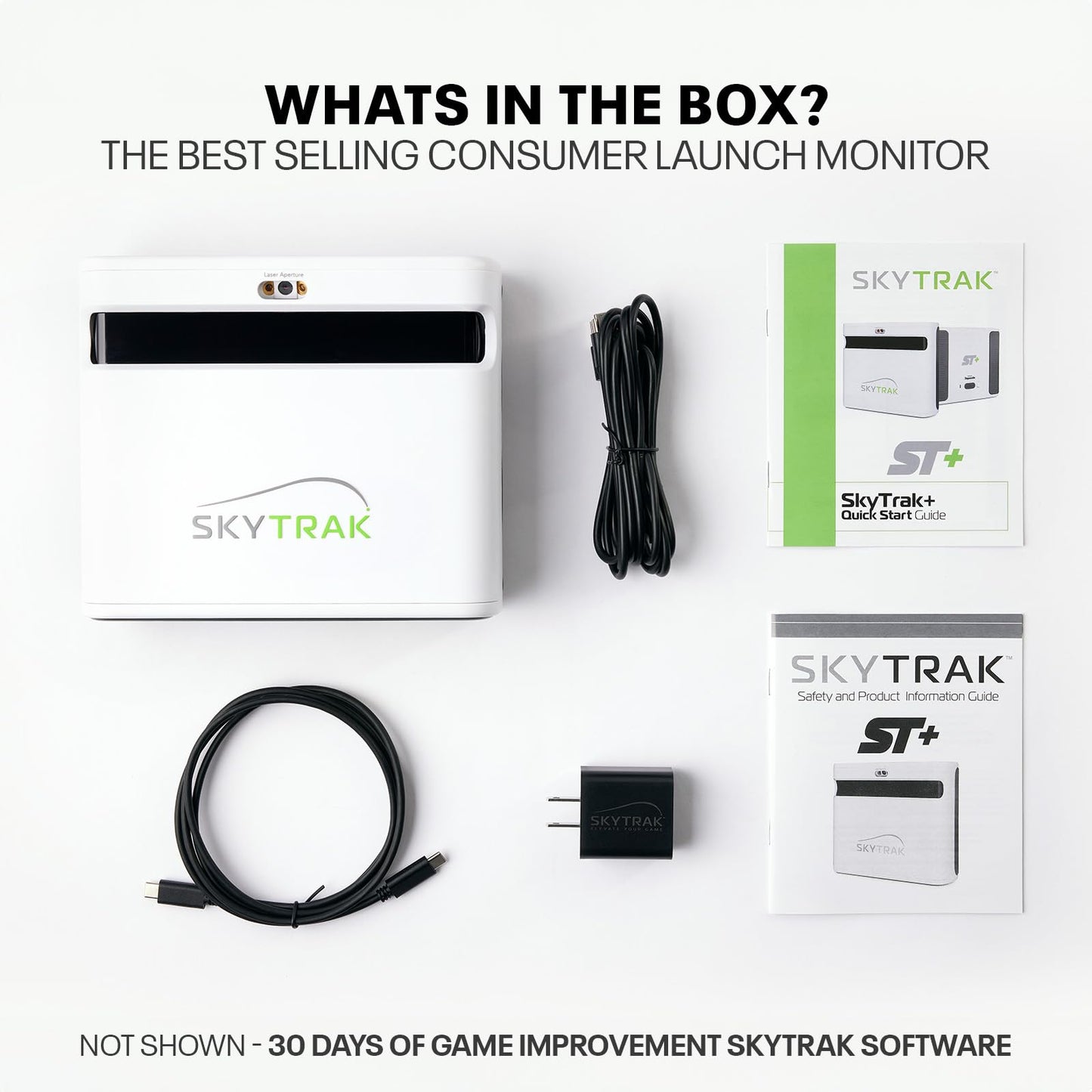 SkyTrak+ Launch Monitor and Golf Simulator - Tour - Level Golf Analysis with Dual Doppler Radar, Enhanced Camera, Real - time Gameplay Simulation, Wi - Fi, USB - C Charging - ST+ Launch Monitor - 