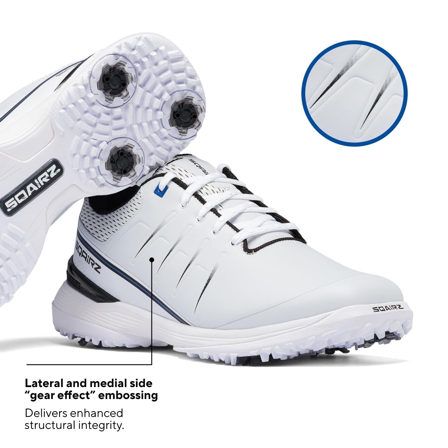 SQAIRZ Speed2 Men's Athletic Golf Shoes - White/Navy - 12