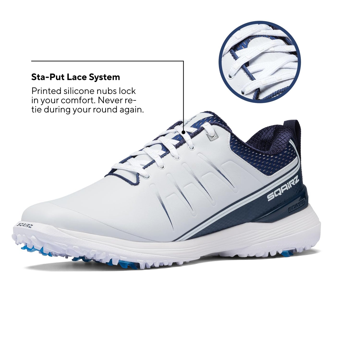 SQAIRZ Speed2 Men's Athletic Golf Shoes - White/Navy - 12