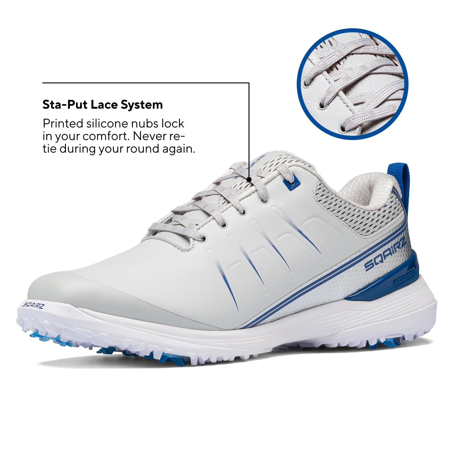 SQAIRZ Speed2 Men's Athletic Golf Shoes - White/Navy - 12