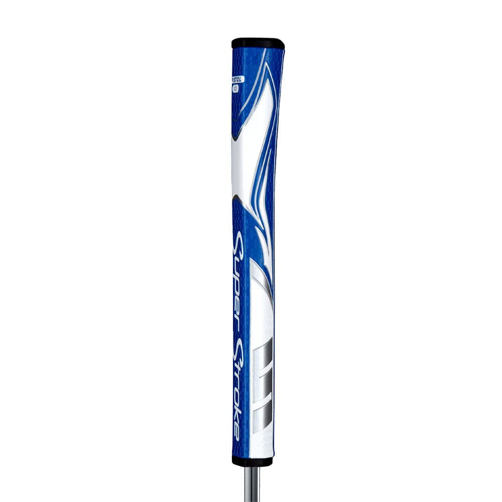 SuperStroke Zenergy Pistol Golf Putter Grip with No Taper Enhanced SPYNE Technology, New Multi - Zone Texturing and Tech - Port, Multi Color - Blue/White - Pistol 1.0