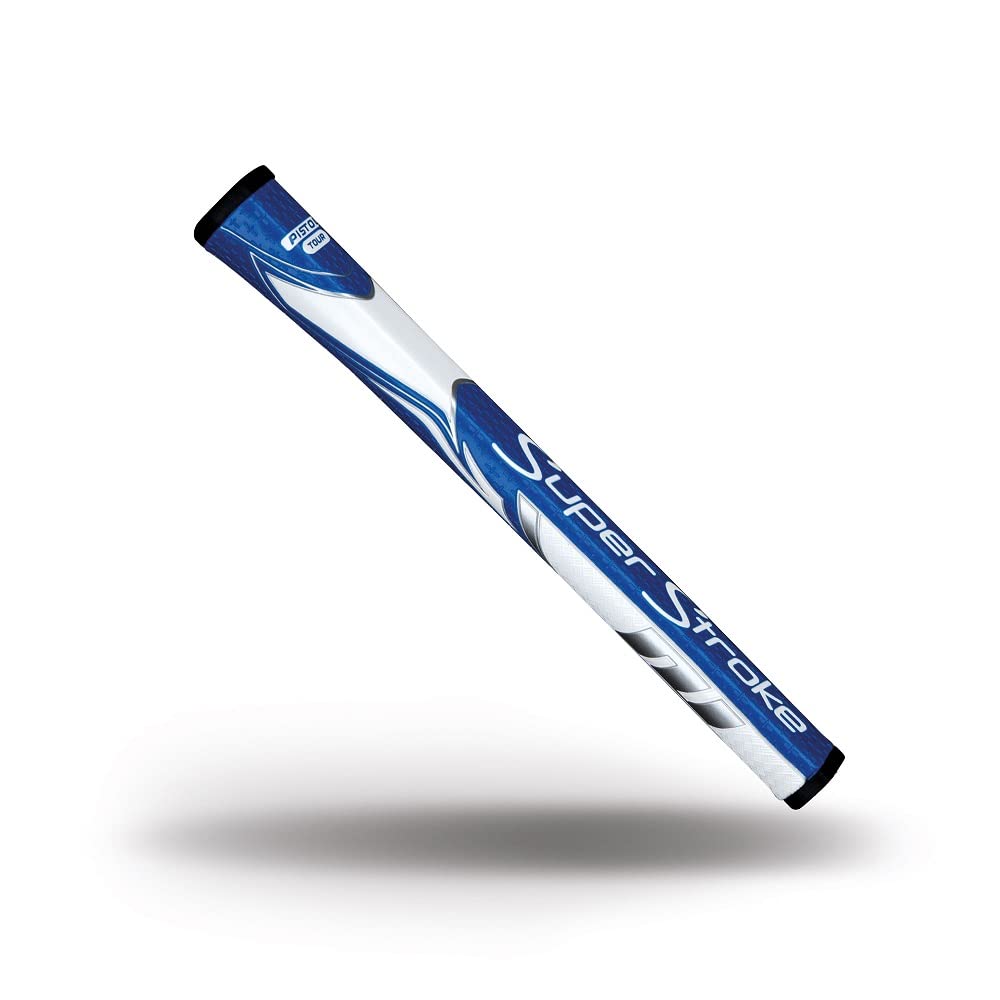 SuperStroke Zenergy Pistol Golf Putter Grip with No Taper Enhanced SPYNE Technology, New Multi - Zone Texturing and Tech - Port, Multi Color - Blue/White - Pistol Tour