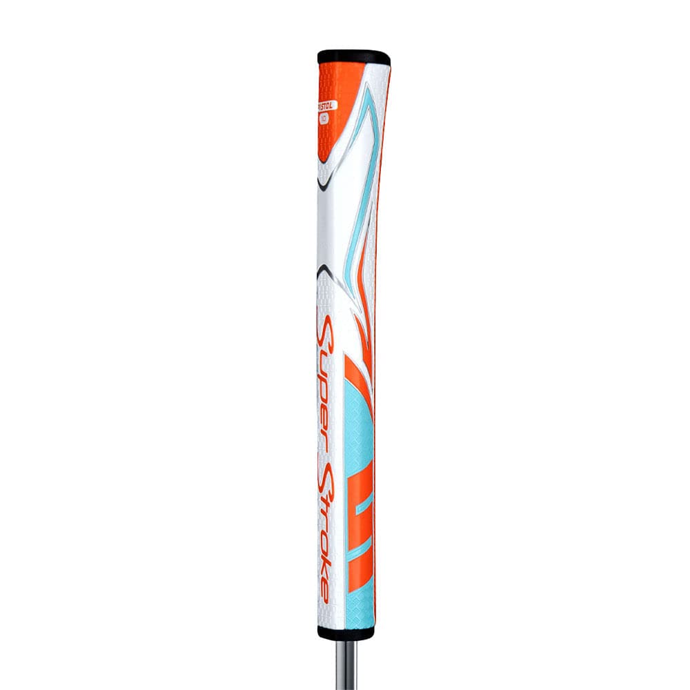 SuperStroke Zenergy Pistol Golf Putter Grip with No Taper Enhanced SPYNE Technology, New Multi - Zone Texturing and Tech - Port, Multi Color - Orange/Blue/White - Pistol 2.0