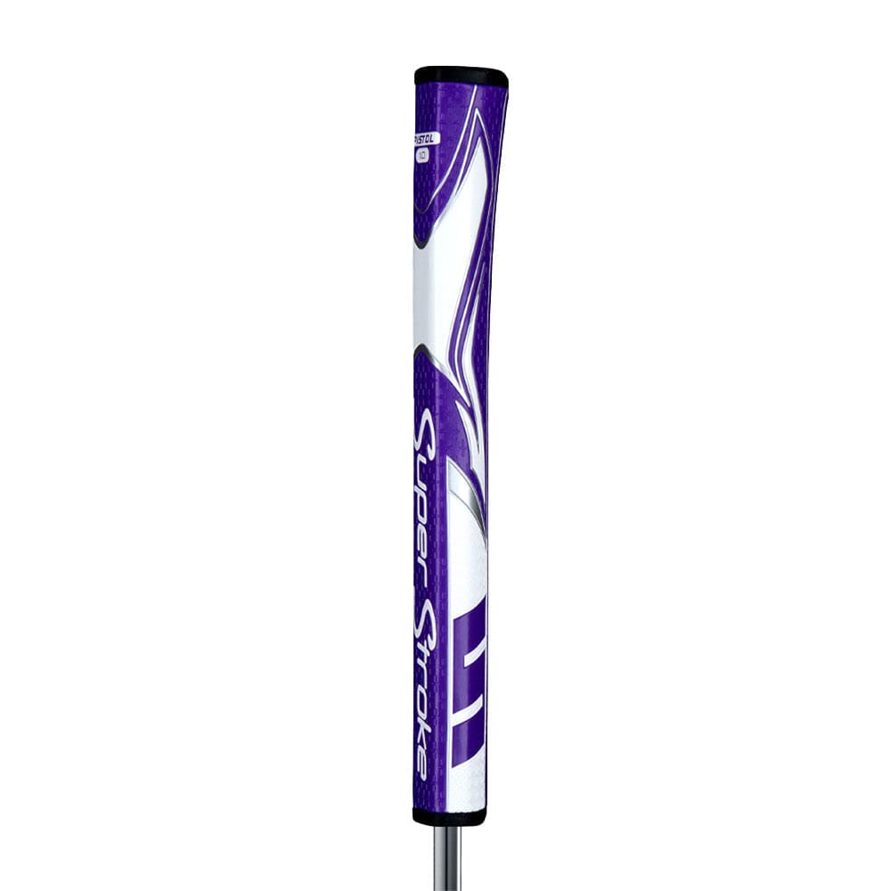 SuperStroke Zenergy Pistol Golf Putter Grip with No Taper Enhanced SPYNE Technology, New Multi - Zone Texturing and Tech - Port, Multi Color - Purple/White - Pistol 2.0