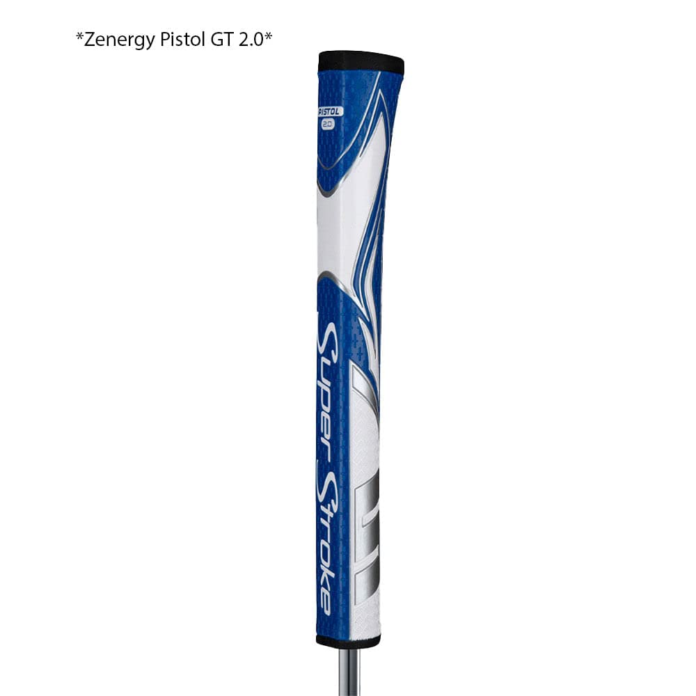 SuperStroke Zenergy Pistol Golf Putter Grip with No Taper Enhanced SPYNE Technology, New Multi - Zone Texturing and Tech - Port, Multi Color - Purple/White - Pistol Tour