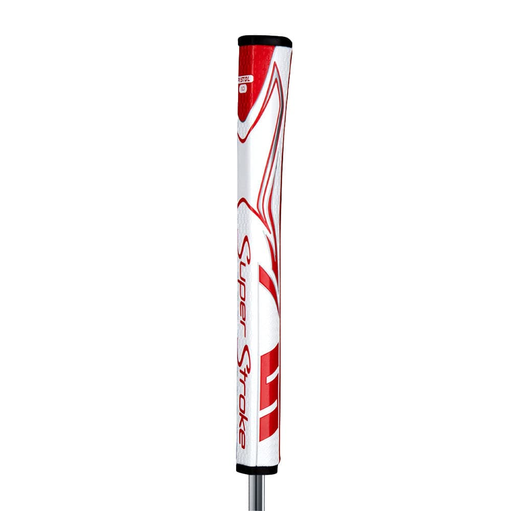 SuperStroke Zenergy Pistol Golf Putter Grip with No Taper Enhanced SPYNE Technology, New Multi - Zone Texturing and Tech - Port, Multi Color - White/Red - Pistol 1.0