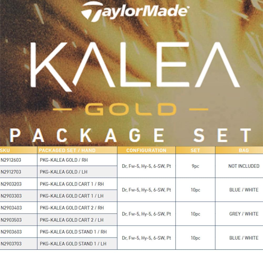 TaylorMade Golf Kalea Gold Womens Complete Set - Gold - Stand Bag