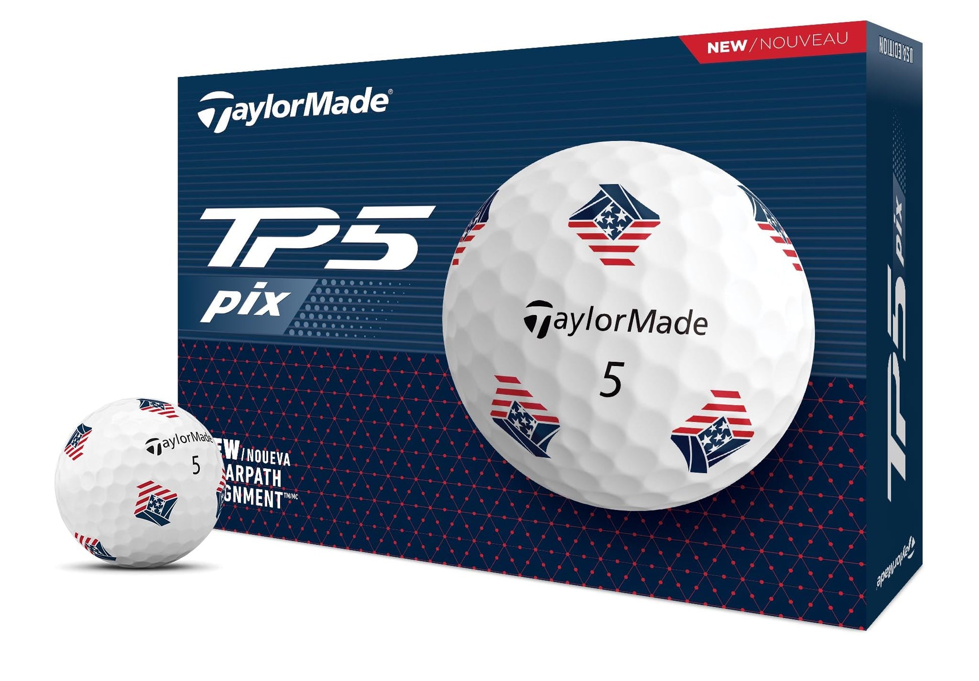 TaylorMade Golf TP5 Golf Balls - Red/White/Blue - TP5 Pix