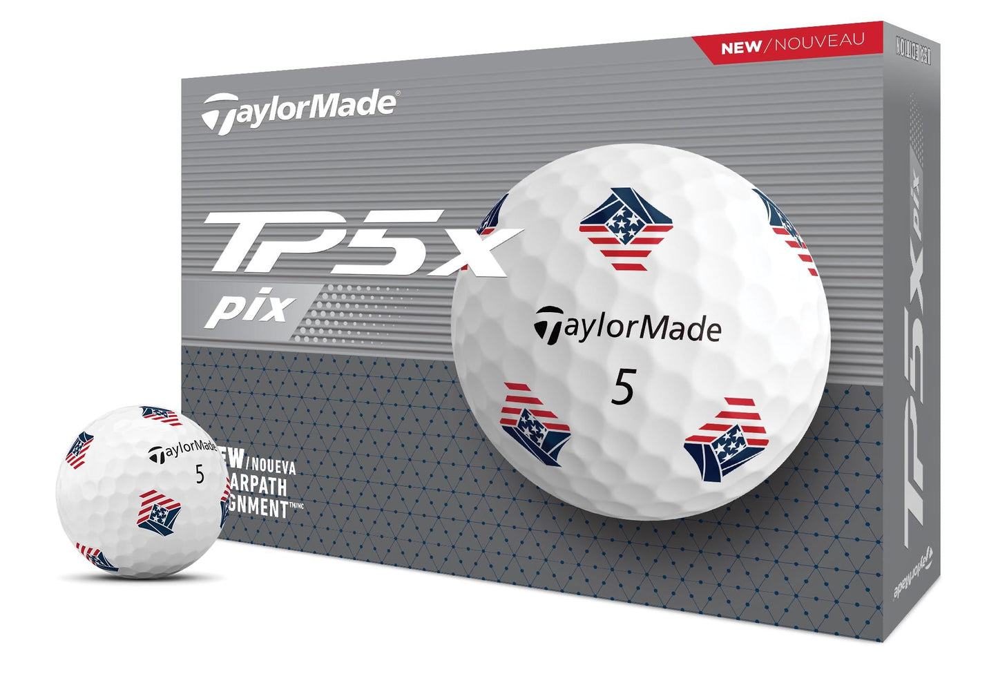 TaylorMade Golf TP5 Golf Balls - Red/White/Blue - TP5X Pix