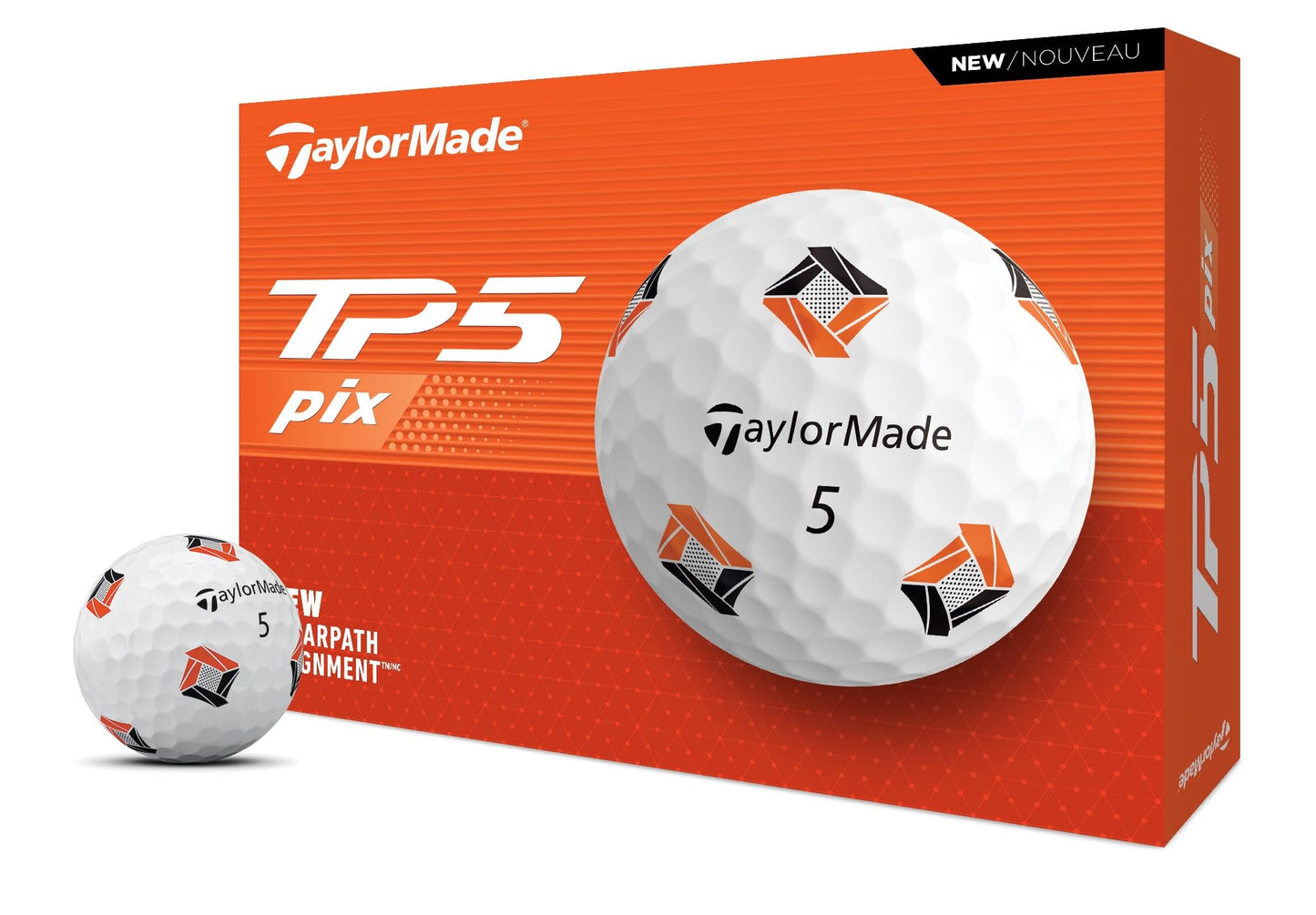 TaylorMade Golf TP5 Golf Balls - White/Black/Orange - TP5 Pix