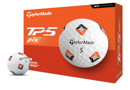 TaylorMade Golf TP5 Golf Balls - White/Black/Orange - TP5 Pix
