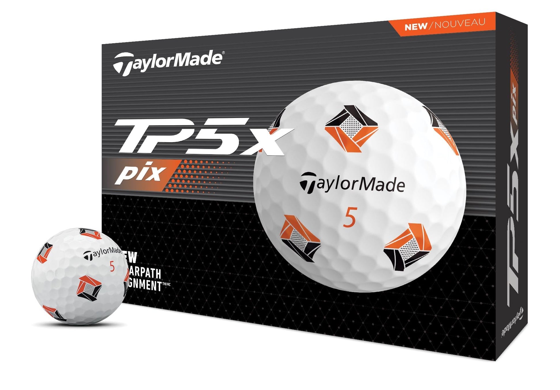 TaylorMade Golf TP5 Golf Balls - White/Black/Orange - TP5X Pix