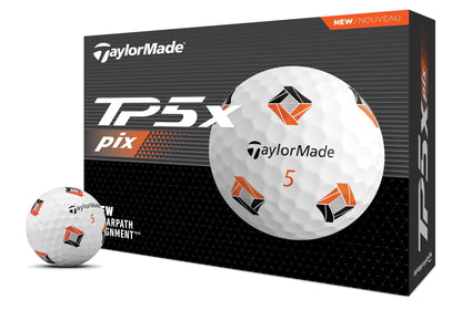 TaylorMade Golf TP5 Golf Balls - White/Black/Orange - TP5X Pix