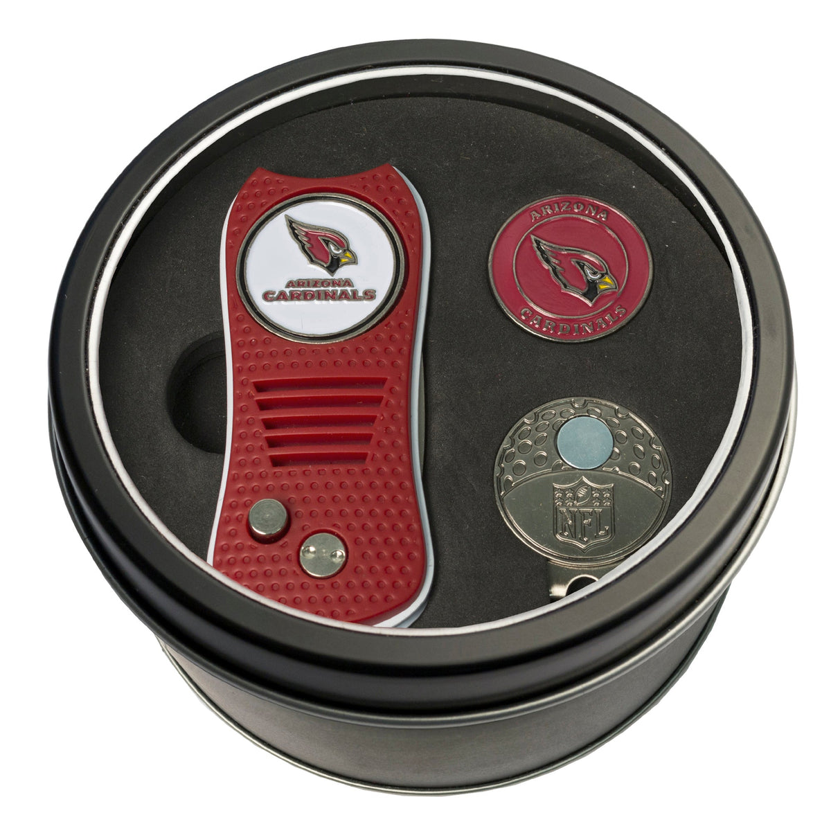 Team Golf Arizona Cardinals Golf Gift Sets - Tin-Divot Tool & Hat Clip -