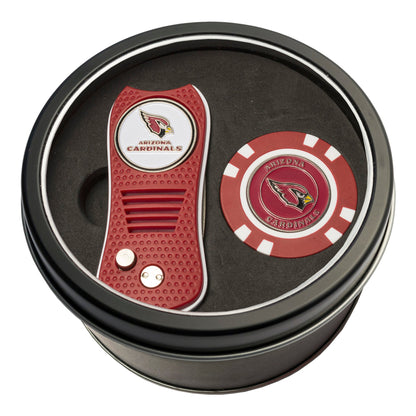 Team Golf Arizona Cardinals Golf Gift Sets - Tin-Divot Tool & Poker Chip -