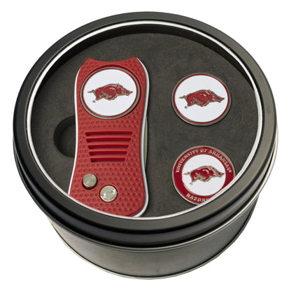 Team Golf Arkansas Golf Gift Sets - Tin - Divot Tool & 2 Markers - 