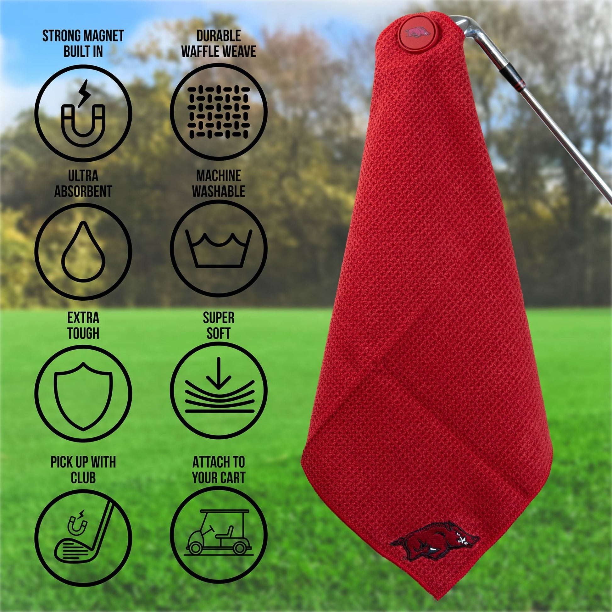 Team Golf Arkansas Magnetic Golf Towel - Team Golf USA