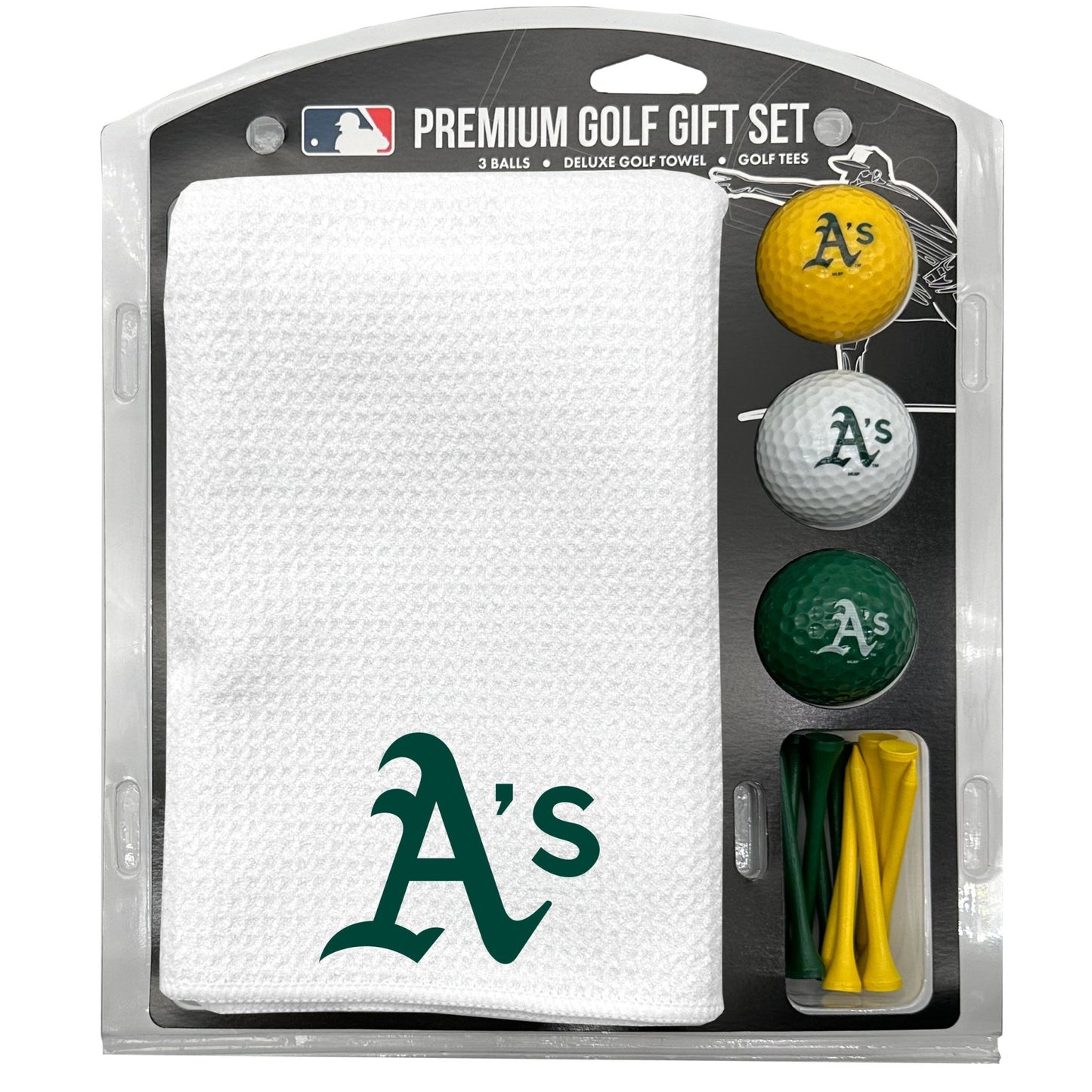 Team Golf A's Golf Gift Sets - Microfiber Towel Gift Set - White - 