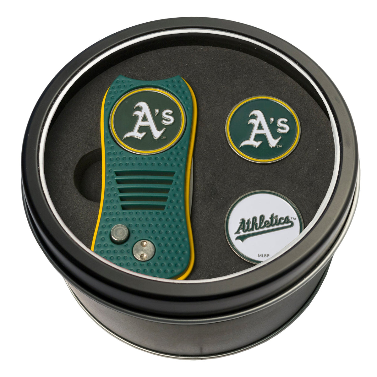 Team Golf A's Golf Gift Sets - Tin - Divot Tool & 2 Markers - 