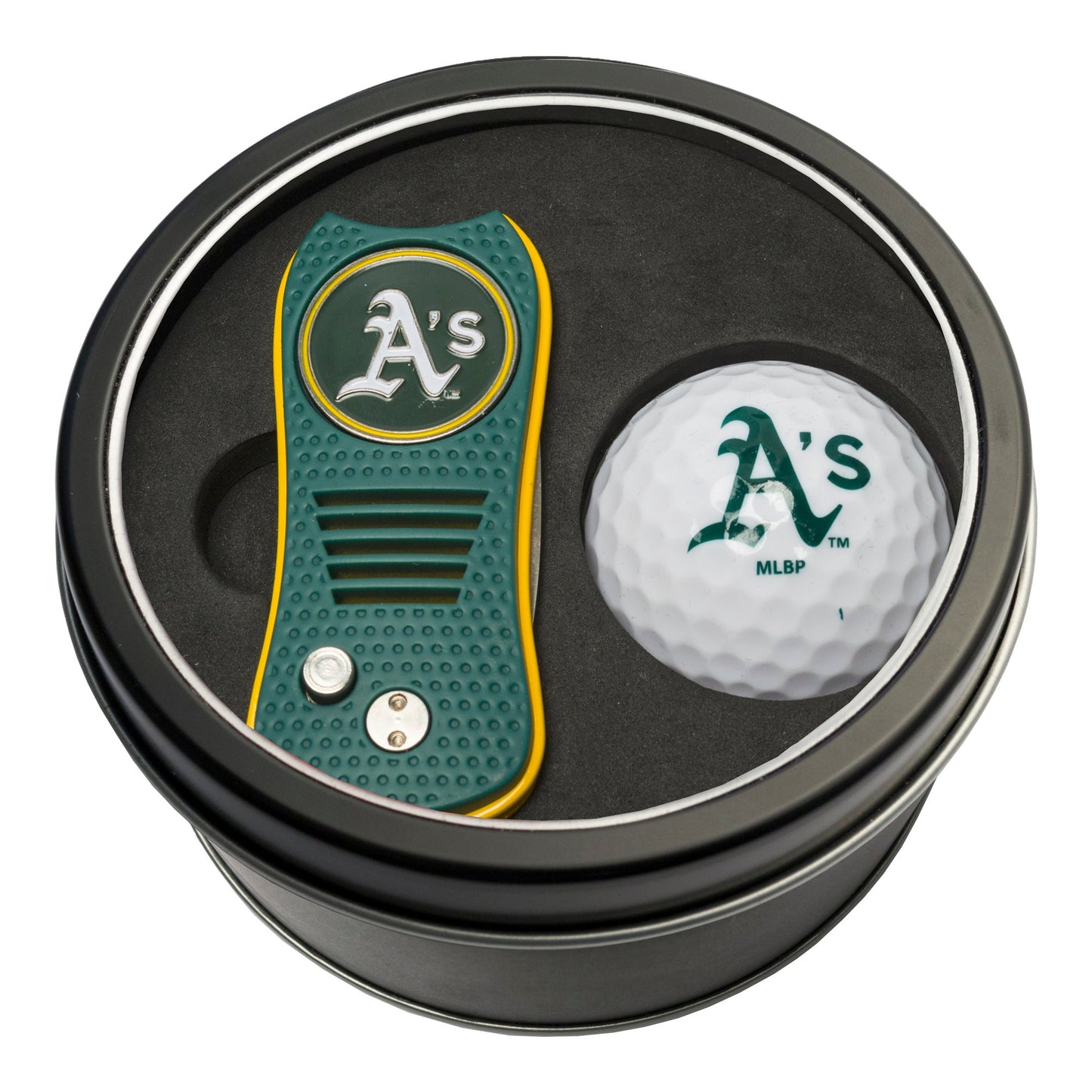 Team Golf A's Golf Gift Sets - Tin - Divot Tool & Golf Ball - 