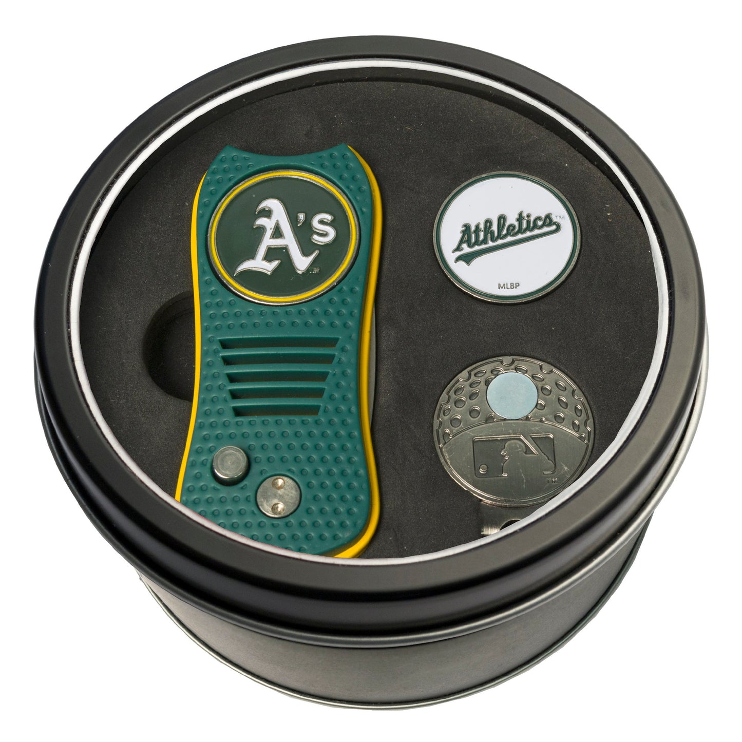 Team Golf A's Golf Gift Sets - Tin - Divot Tool & Hat Clip - 