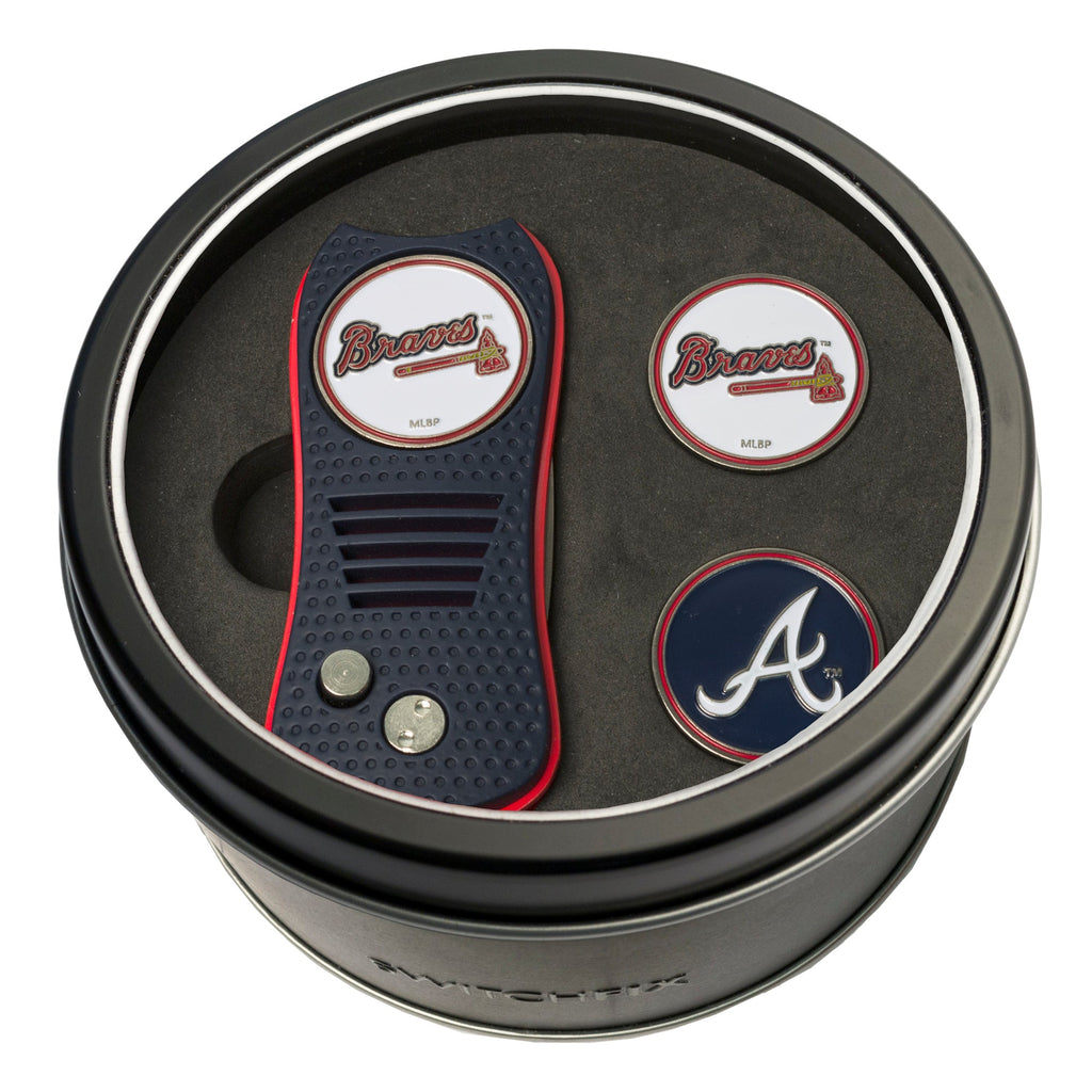 Team Golf Atlanta Braves Golf Gift Sets - Tin - Divot Tool & 2 Markers - 