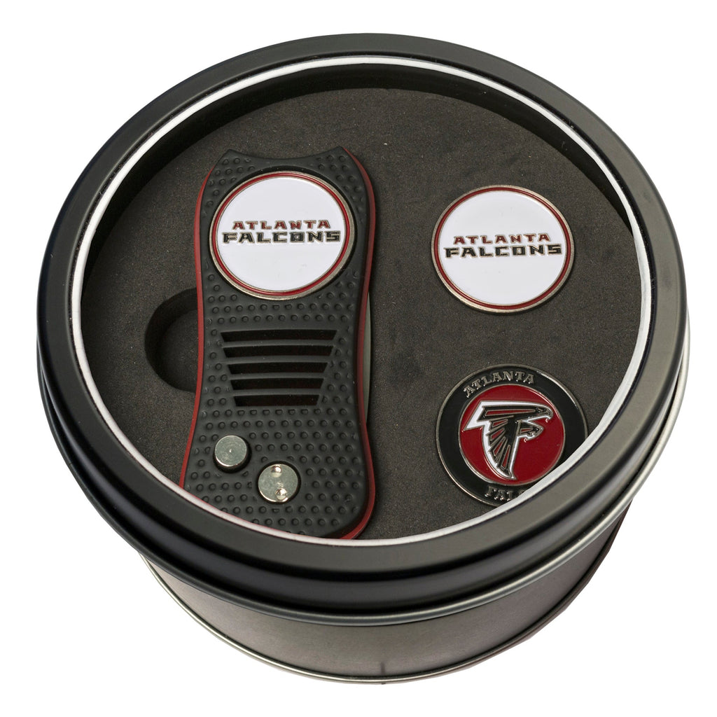 Team Golf Atlanta Falcons Golf Gift Sets - Tin-Divot Tool & 2 Markers -