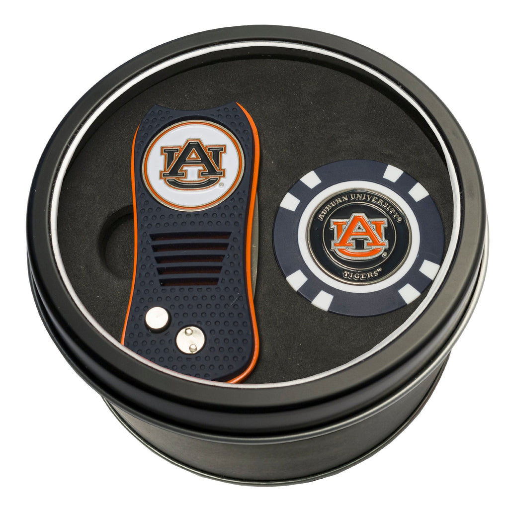 Team Golf Auburn Golf Gift Sets - Tin - Divot Tool & Poker Chip - 