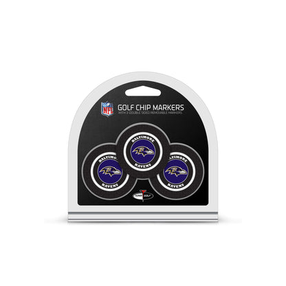 Team Golf BAL Ravens Ball Markers - 3 Pack Golf Chip Markers - 