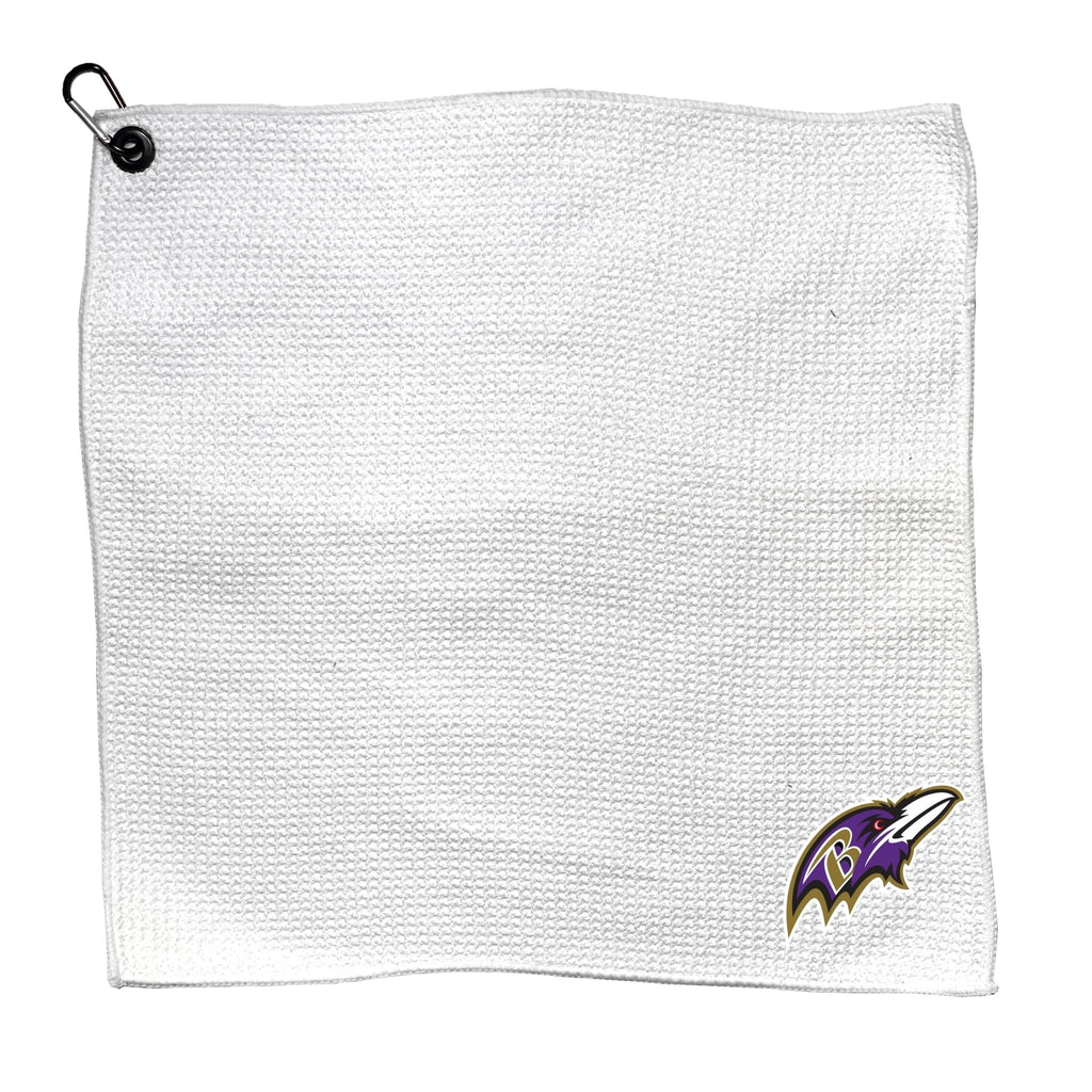 Team Golf BAL Ravens Golf Towels - Microfiber 15X15 White - 