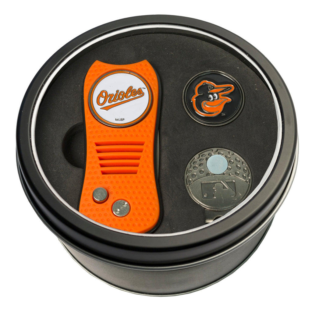 Team Golf Baltimore Orioles Golf Gift Sets - Tin - Divot Tool & Hat Clip - 