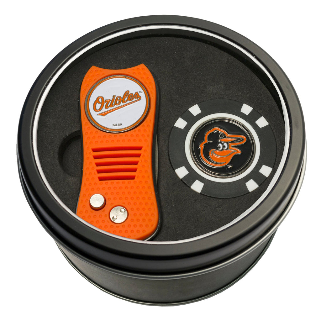 Team Golf Baltimore Orioles Golf Gift Sets - Tin - Divot Tool & Poker Chip - 