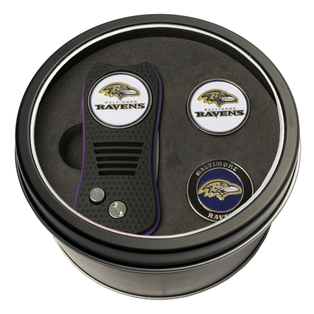 Team Golf Baltimore Ravens Golf Gift Sets - Tin-Divot Tool & 2 Markers -