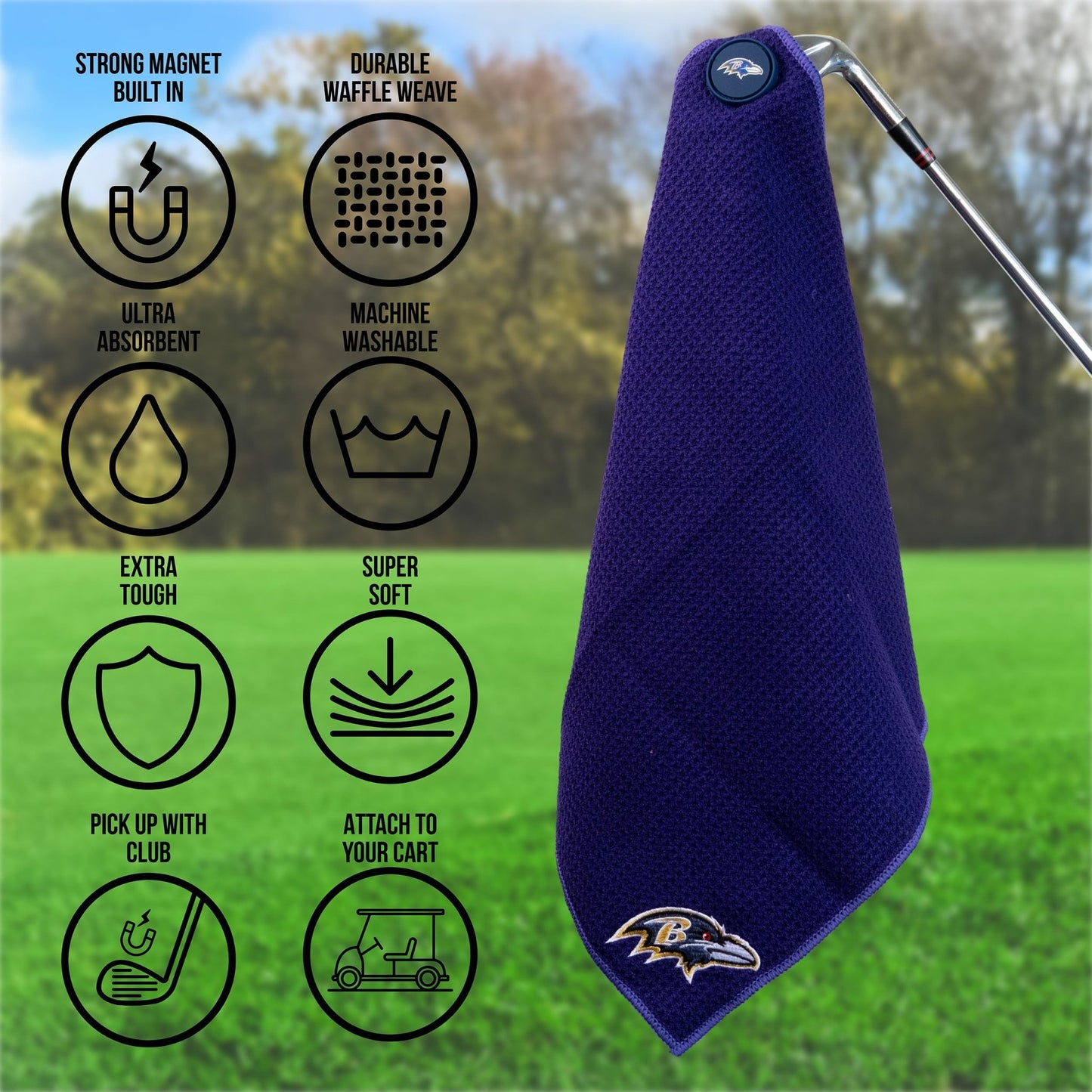 Team Golf Baltimore Ravens Magnetic Golf Towel - Team Golf USA
