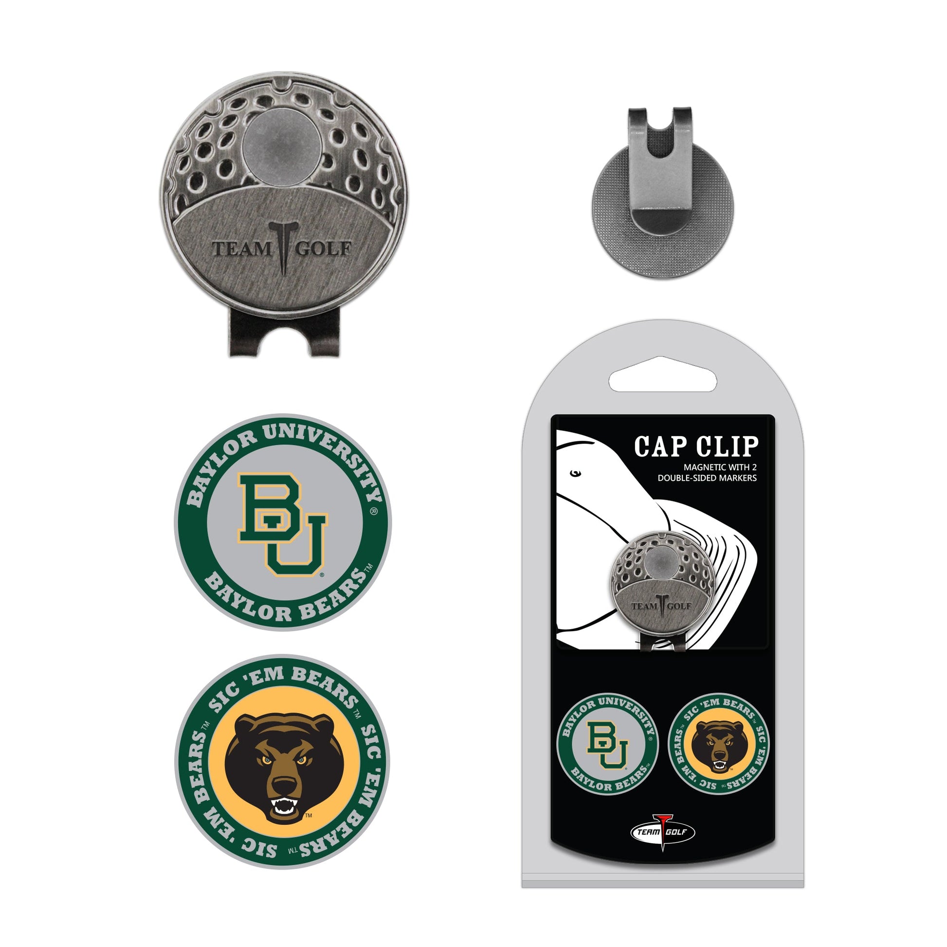 Team Golf Baylor Ball Markers - Hat Clip - 2 markers - 