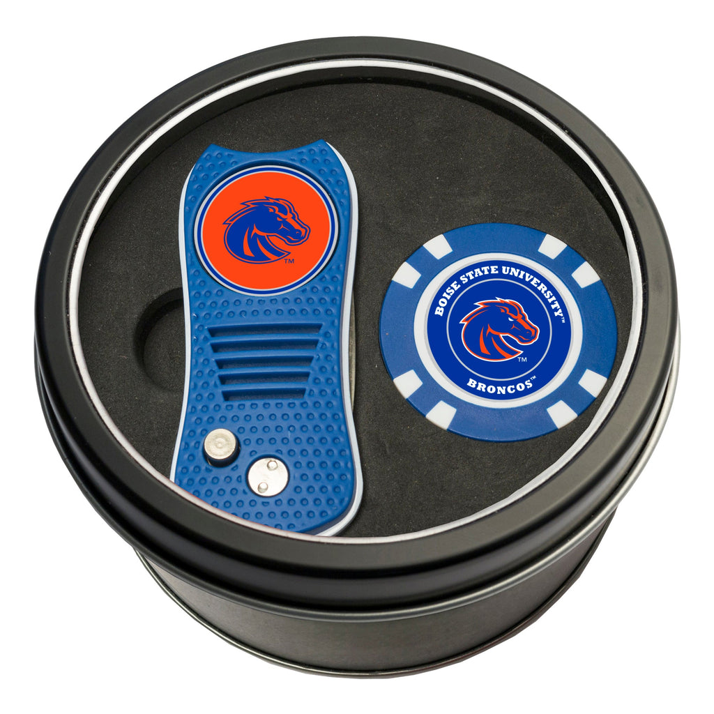 Team Golf Boise St Golf Gift Sets - Tin - Divot Tool & Poker Chip - 