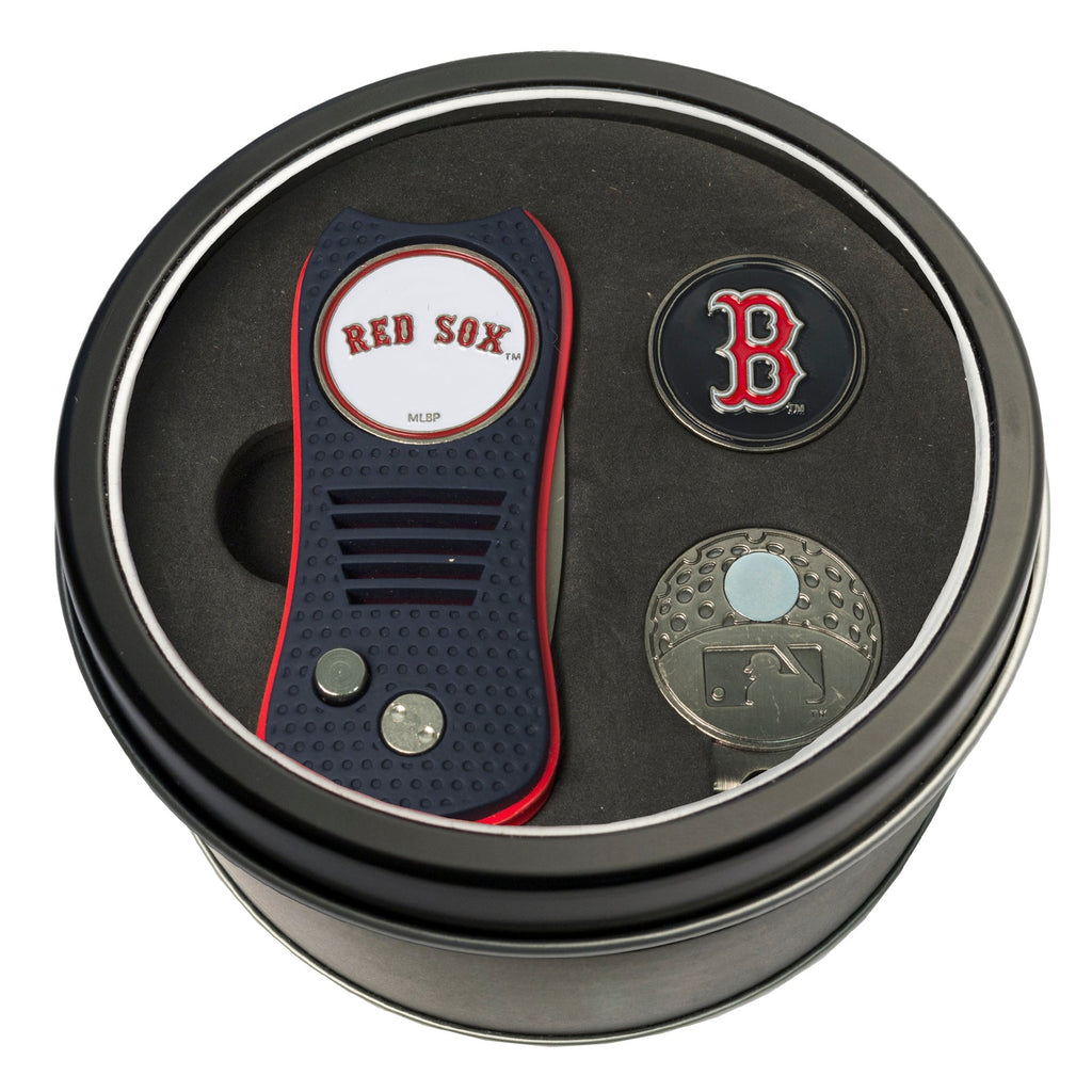 Team Golf Boston Red Sox Golf Gift Sets - Tin - Divot Tool & Hat Clip - 