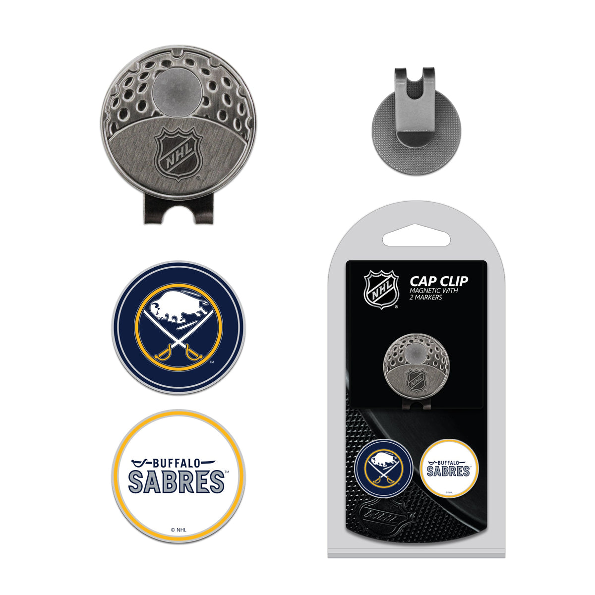 Team Golf BUF Sabres Ball Markers - Hat Clip w 2 Ball Markers - 