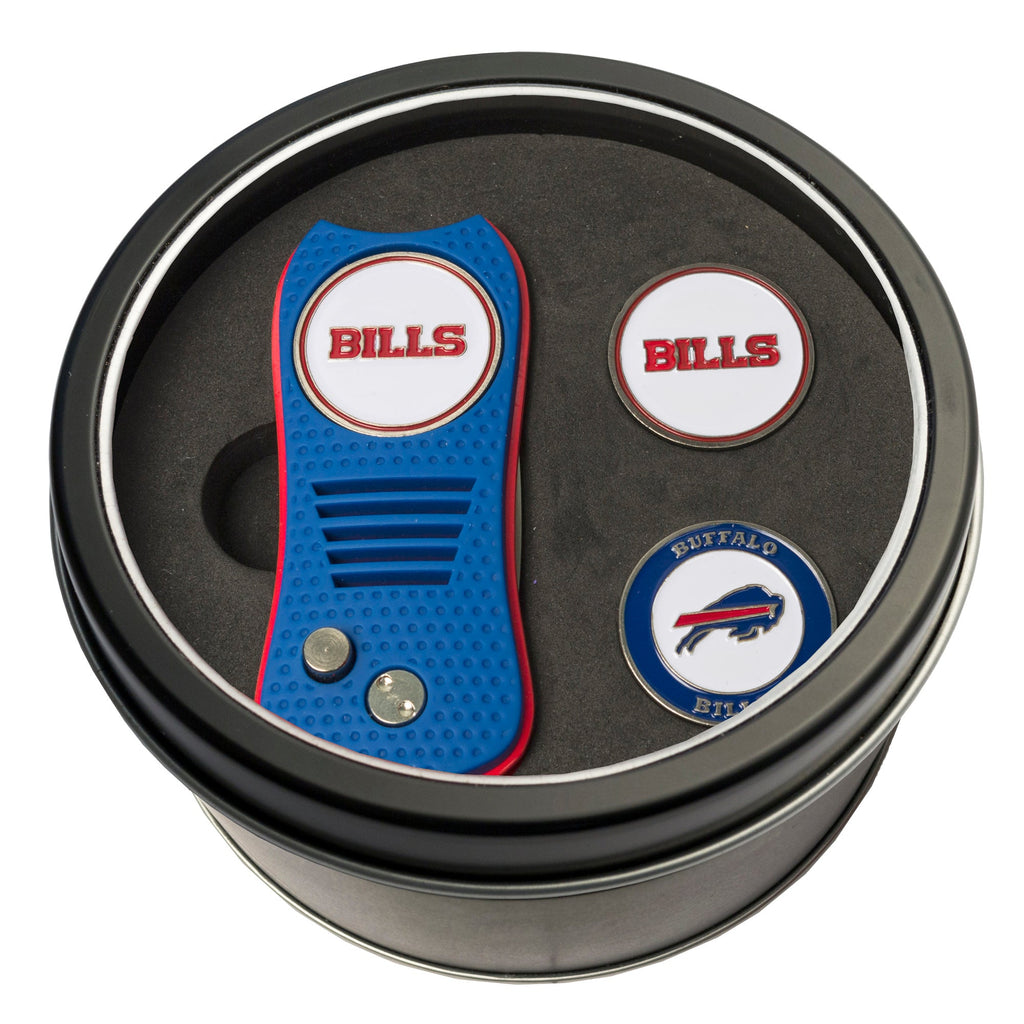 Team Golf Buffalo Bills Golf Gift Sets - Tin-Divot Tool & 2 Markers -